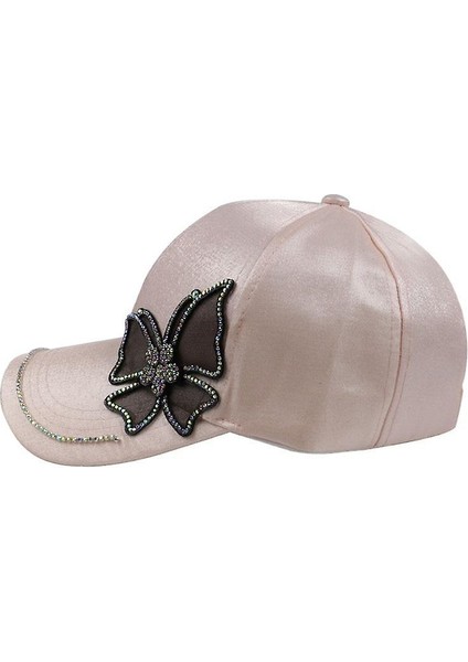 Siyah Rhinestone Kelebek Beyzbol Şapkası, Kadın Snapback Hip Hop Sun Hat (Siyah) (Yurt Dışından)