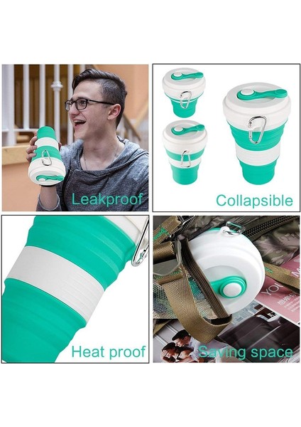 Yaratıcı 550 Ml Katlanır Silikon Fincan Seyahat Taşınabilir Su Kupası Silika Kahve Kupa Teleskopik Içme Katlanabilir Kupalar | Kupalar (Yeşil) (Yurt Dışından)