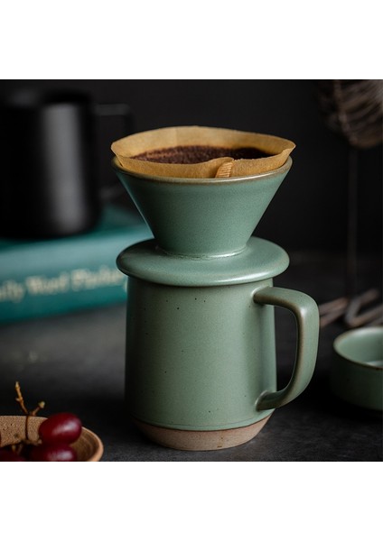 Nordic El Yıkanmış Kahve Filtresi Fincan Seramik Damla Tipi Kahve Fincanı Konik Tek Delik Süt Kupa Seramik Basit Çay Bardağı Drinkware | Kupalar (Yeşil) (Yurt Dışından)