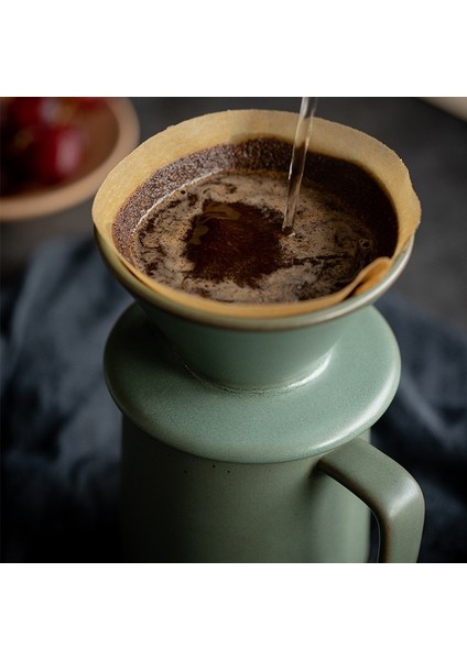 Nordic El Yıkanmış Kahve Filtresi Fincan Seramik Damla Tipi Kahve Fincanı Konik Tek Delik Süt Kupa Seramik Basit Çay Bardağı Drinkware | Kupalar (Yeşil) (Yurt Dışından)