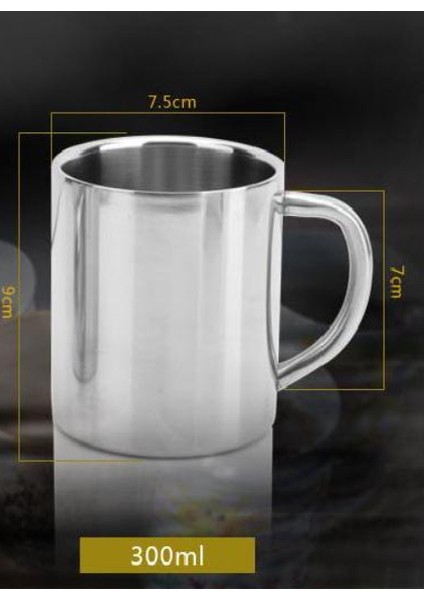 Dayanıklı Paslanmaz Çelik Kahve Kupa 1 Adet 300 Ml Taşınabilir Çift Duvar Seyahat Tumbler Kahve Kupa Çay Kupası | Kupası (Gümüş) (Yurt Dışından)