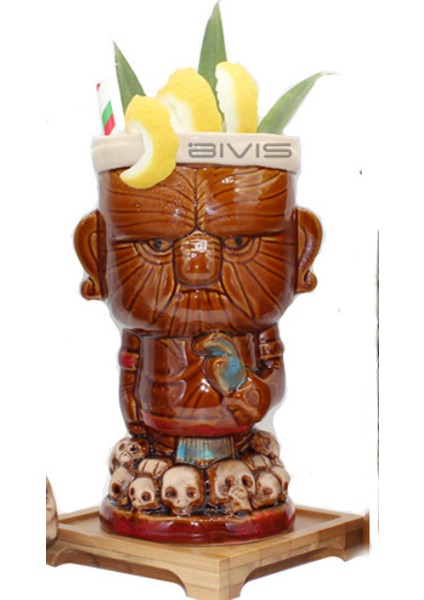 Kupa Tiki Tumblers Seramik Hawaii Partisi Kupalar Gözlük | Parti Kupaları | Seramik Tumblerglasses Kupaları (Kahverengi) (Yurt Dışından)