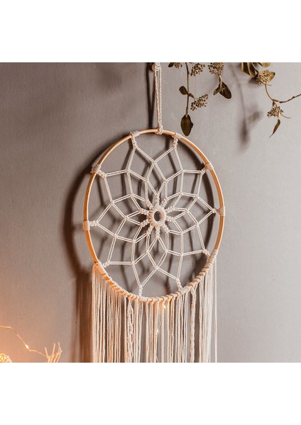 Bohemian Chic Makrome Duvar Asılı Goblen Mandala Ay Dreamcatcher Duvar Dekor Boho Dokuma Örme Goblenler Ev Dekorasyon | Dekoratif Gobiyeller (Yurt Dışından)