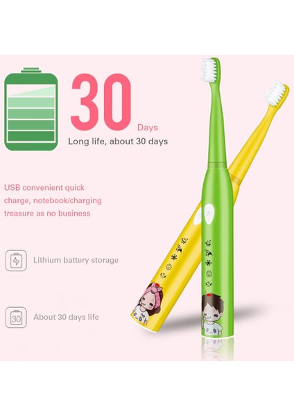 5 Modu Sonic Elektrikli Diş Fırçası Çocuk Usb Şarj Edilebilir Karikatür Waterproo Diş Diş Fırçası Kid Için 4 Yedek Kafaları | Elektrikli Diş Fırçaları (Yurt Dışından) modelleri