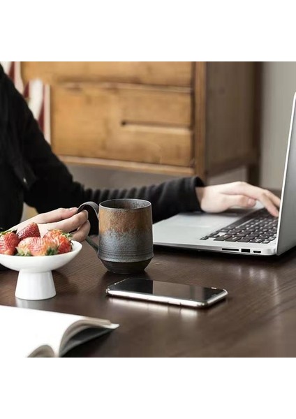 Stoneware El Yapımı Japon Tarzı Vintage Kahve Fincanı Öğleden Sonra Çay Seramik Kupa Seti Retro Kahve Kupası | Kupalar (Gümüş) (Yurt Dışından) modelleri