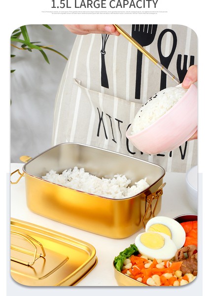1 Adet Altın Öğle Yemeği Bento Kutusu Mühürlü Gıda Konteyner Çift Katmanlı Çocuklar Yetişkinler Için Meyve Kek Snack Saklama Kutusu Bin Sofra(Yurt Dışından)