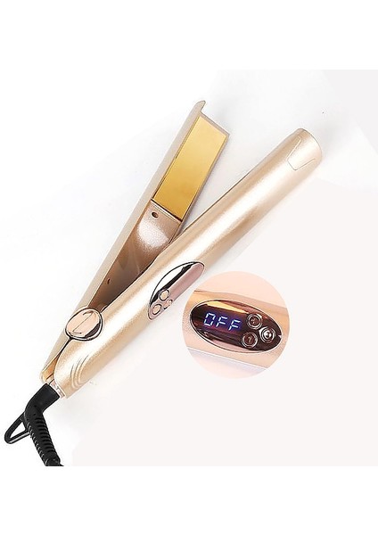 2İn1 Profesyonel Elektrikli Doğrultma Demir / Curling Demir Saç Bigudi / Styler Saç Düzleştirici Düz Ütüler Styling Aracı Crimper | Curling Irons (Altın) (Yurt Dışından)