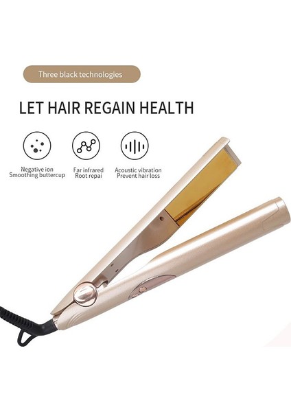 2İn1 Profesyonel Elektrikli Doğrultma Demir / Curling Demir Saç Bigudi / Styler Saç Düzleştirici Düz Ütüler Styling Aracı Crimper | Curling Irons (Altın) (Yurt Dışından)