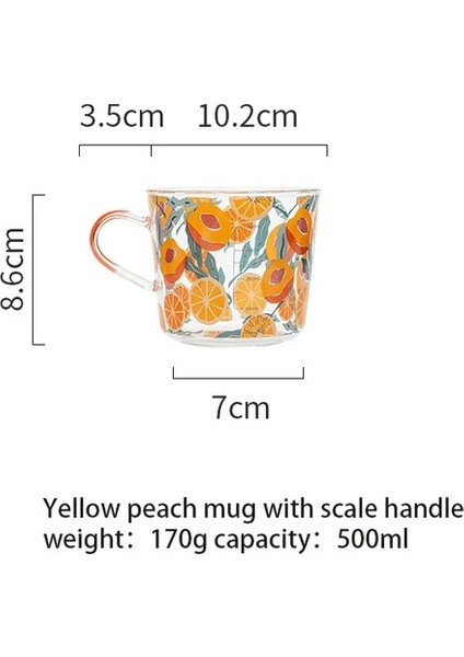 500 Ml Sarı Şeftali Kaktüs Cam Çay Süt Kupaları Ölçekli Kahve Kupa Parti Yaratıcı Drinkware Tumbler Su Bardakları | Kupalar (Turuncu) (Yurt Dışından)