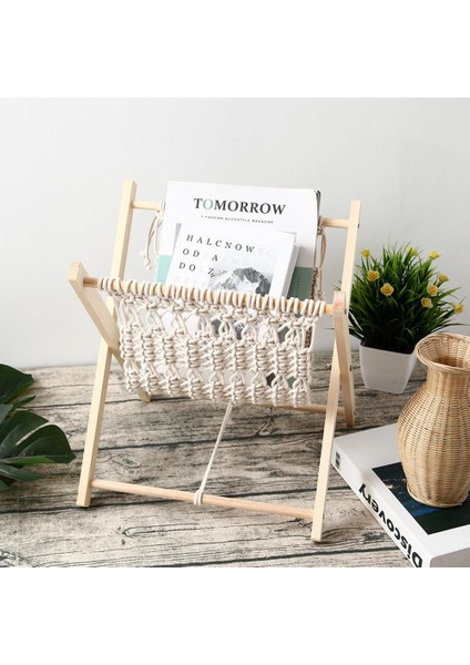 Bohemian Stil Masası Dergisi Raf El Dokuma Güzel Ve Güçlü Katlanabilir Dayanıklı Kitaplık Depolama Raf Tutucu | Depolama Tutucular Ve Raflar (Yurt Dışından)