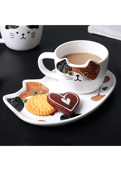 Sevimli Kedi Seramik Kahve Kupa Set Handgrip Hayvan Kupaları İle Tepsi Yaratıcı Drinkware Kahve Çay Bardağı Yenilik Milk Kupası Kahvaltı | Kupalar (Beyaz) (Yurt Dışından) fırsatları