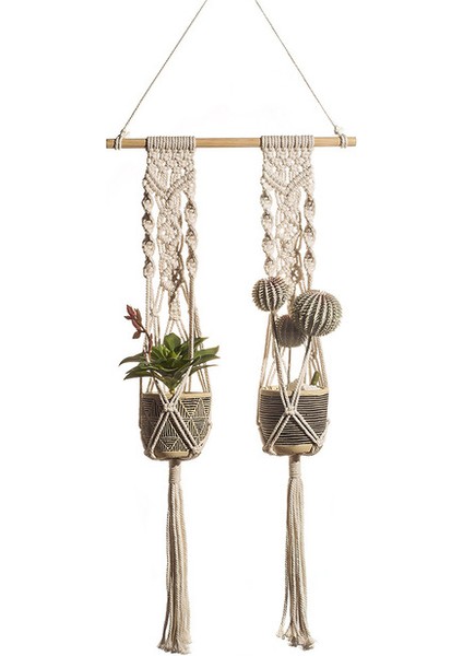 Bohemian Goblen Handwoven Asılı Ekici Sepet El Yapımı Bitki Askısı Pot Boho Duvar Asma Ev Balkon Dekorasyon Için | Dekoratif Gobiyeller (Yurt Dışından)