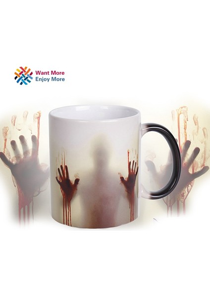 Yürüyen Ölü Kupa Renk Değiştirme Isıl Hassas Seramik 11Oz Kahve Kupa Sürpriz Hediye Cadılar Bayramı Hediye | Kupa Renk Değişimi | Yürüyüş Ölü Mugwalking Ölü Kupa (Siyah) (Yurt Dışından) modelleri