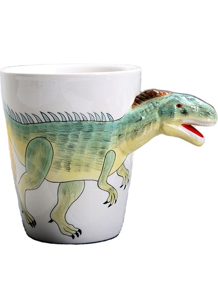 350 Ml Yaratıcı Dinozor Seramik Kupası El Boyalı Hayvan Kahve Kupa 3D Karikatür Tyrannosaurus Kupası Çocuk Süt Kupası | Kupalar (Yeşil) (Yurt Dışından)