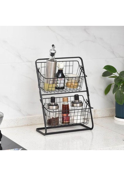2 Tier Tel Pazar Sepeti Standı Depolama Raf Organizatör Meyve Sebzeleri Için Tuvalet Ev Depolama Sepeti | Depolama Tutucular Ve Raflar (Yurt Dışından)
