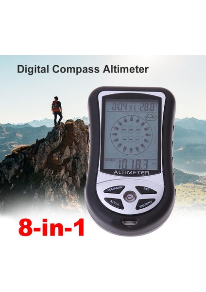 El Dijital Lcd Ekran 8 In 1 Pusula Altimetre Barometre Termometre Açık Tırmanma Hiking Için Hava Tahmini Saati | Pusula (Yurt Dışından)