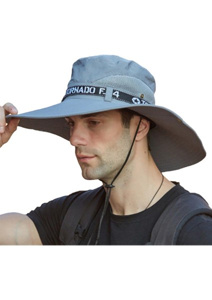 Geniş Ağız Balıkçılık Şapka Yaz Bahar Erkek Kova Şapka Hiking Sombrero Gorro Erkek Güneş Şapka Açık Seyahat Safari Kova Şapka (Yurt Dışından)