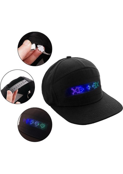 Erkekler Kadınlar Bluetooth Led Hip Hop Şapka - Programlanabilir Parti Ekran Kapağı (Blueteth Siyah) (Yurt Dışından)