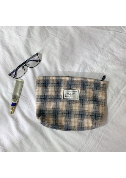 Ekose Makyaj Çantası Büyük Kozmetik Organizatör Kadın Seyahat Tuvalet Çantası Güzellik Kılıfı Makyaj Fırça Saklama Kutusu | Kozmetik Çanta Ve Kılıflar (Gri) (Yurt Dışından)