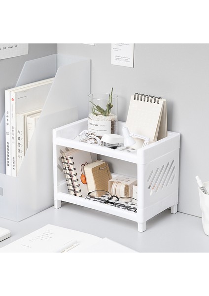 Çift Katmanlı Plastik Masaüstü Organizatör Basit Sundries Depolama Tutucu Küçük Depolama Raf Yurt Kırtasiye Depolama Raf | Depolama Tutucular Ve Raflar (Yurt Dışından) fiyatları