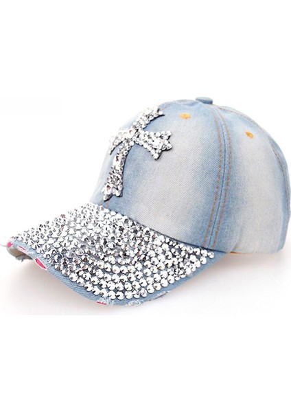 Kristal Çapraz Denim Beyzbol Kap Bling Rhinestone Hip Hop Kadınlar Için Ayarlanabilir Snapback Şapka Gorra (Yurt Dışından)