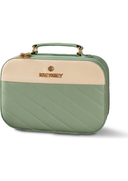 Kozmetik Çantası Büyük Kapasiteli Pu Deri Çizgili Seyahat Kaş Depolama Kozmetik Kılıf | Kozmetik Çanta Ve Davalar (Yurt Dışından)