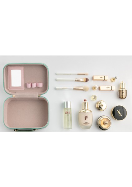 Kozmetik Çantası Büyük Kapasiteli Pu Deri Çizgili Seyahat Kaş Depolama Kozmetik Kılıf | Kozmetik Çanta Ve Davalar (Yurt Dışından) fiyatları