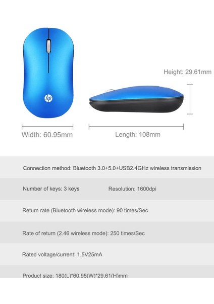 Ofis Laptop Için Kablosuz Bluetooth Çift Modu Fare | Fareler (Gri) (Yurt Dışından) fiyatları
