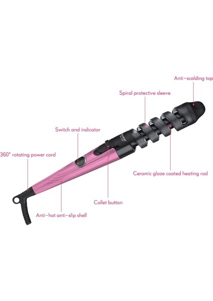 Elektrikli Saç Bigudi 110 220 V 45 W Profesyonel Spiral Curling Demir Değnek Curl Styler Styling Araçları Saç Modelleyici 35D | Curling Ütüler (Mor) (Yurt Dışından)