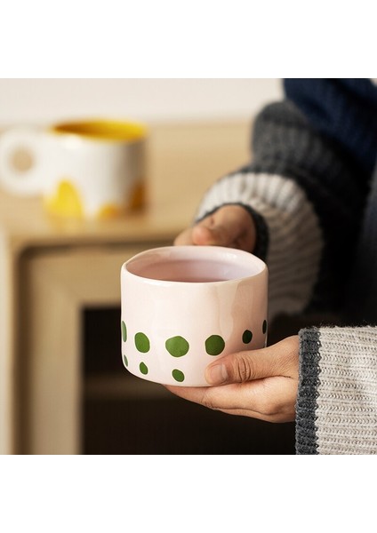300Ml Nordic Seramik Handgrip Kahve Kupa Ofis Ev Su Kupası Yüzük Kolu Mikrodalga Kahvaltı Yulaf Ezmesi Süt Kupalar | Kupalar (Yeşil) (Yurt Dışından)