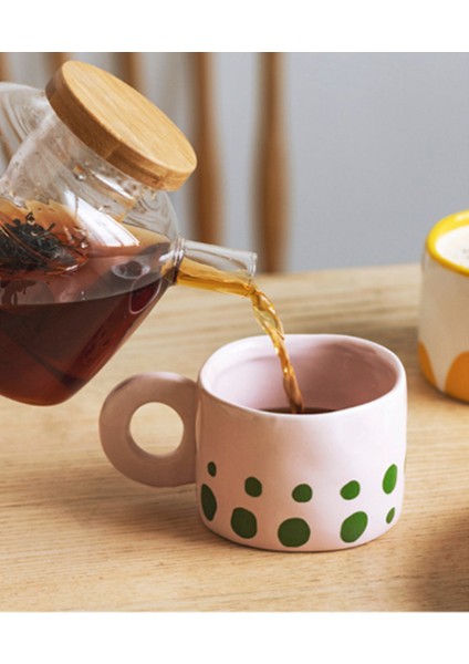 300Ml Nordic Seramik Handgrip Kahve Kupa Ofis Ev Su Kupası Yüzük Kolu Mikrodalga Kahvaltı Yulaf Ezmesi Süt Kupalar | Kupalar (Yeşil) (Yurt Dışından)