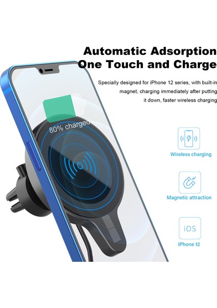 Manyetik Kablosuz Araç Şarj Montaj Standı Iphone12 Pro / Mını / Max Için Magsafe Hızlı Şarj Kablosuz Şarj Cihazı Araba Telefon Tutucu | Kablosuz Şarj (Yurt Dışından)