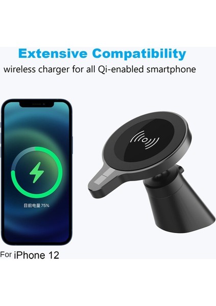 Manyetik Kablosuz Araç Şarj Montaj Standı Iphone12 Pro / Mını / Max Için Magsafe Hızlı Şarj Kablosuz Şarj Cihazı Araba Telefon Tutucu | Kablosuz Şarj (Yurt Dışından)