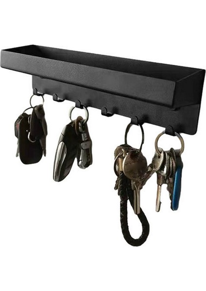 Duvar Montaj Anahtar Tutucu Asılı Anahtar Raf Raf Askı Metal Posta Organizatör Entryway Ofis Için 6 Kanca İle Metal Depolama Siyah | Depolama Tutucular Ve Raflar (Yurt Dışından)