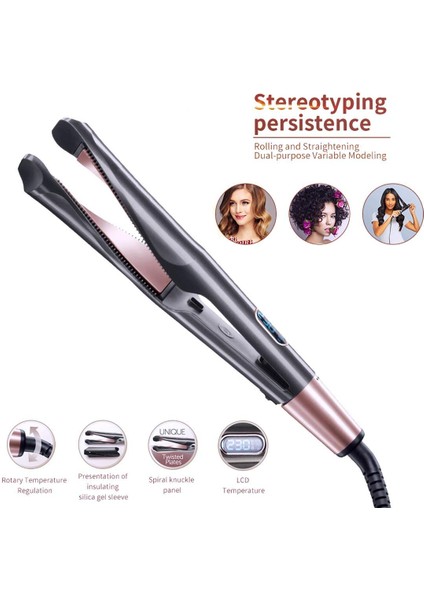 Saç Düzleştirici Ve Bigudi 2 In 1 Büküm Doğrultma Curling Demir Profesyonel Düz Demir 3D Float Concave Dışbükey Titanyum | Curling Ütüler (Yurt Dışından)