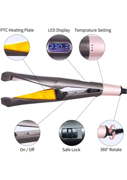 Saç Düzleştirici Ve Bigudi 2 In 1 Büküm Doğrultma Curling Demir Profesyonel Düz Demir 3D Float Concave Dışbükey Titanyum | Curling Ütüler (Yurt Dışından)
