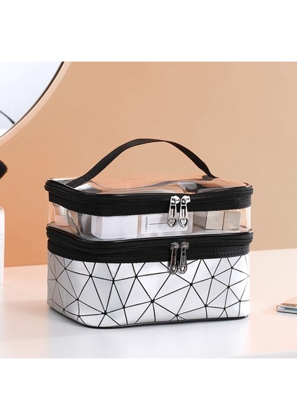 Çok Işlevli Çift Şeffaf Kozmetik Çantası Kadınlar Makyaj Kılıf Büyük Kapasiteli Seyahat Makyaj Organizatör Tuvalet Güzellik Depolama | Kozmetik Çanta Ve Davalar (Yurt Dışından)