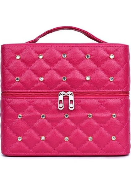 Kozmetik Çantası Kadın Pu Deri Rhinestone Makyaj Çantaları Seyahat Organizatör Moda Stil Kapasitesi 3 Katlar Kozmetik Bagaj Kutusu Taşınabilir | Kozmetik Çanta Ve Davalar (Yurt Dışından)