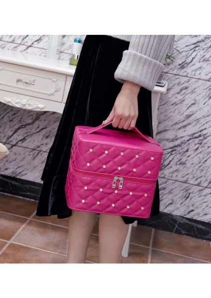 Kozmetik Çantası Kadın Pu Deri Rhinestone Makyaj Çantaları Seyahat Organizatör Moda Stil Kapasitesi 3 Katlar Kozmetik Bagaj Kutusu Taşınabilir | Kozmetik Çanta Ve Davalar (Yurt Dışından) fırsatları