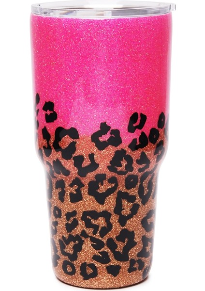 Pembe Leopar Epoksi Tumbler Glitter Paslanmaz Çelik El Yapımı Pembe Çita Kupası Hediye Su Tutucu Için | Kozmetik Çanta Ve Davalar (Yurt Dışından)