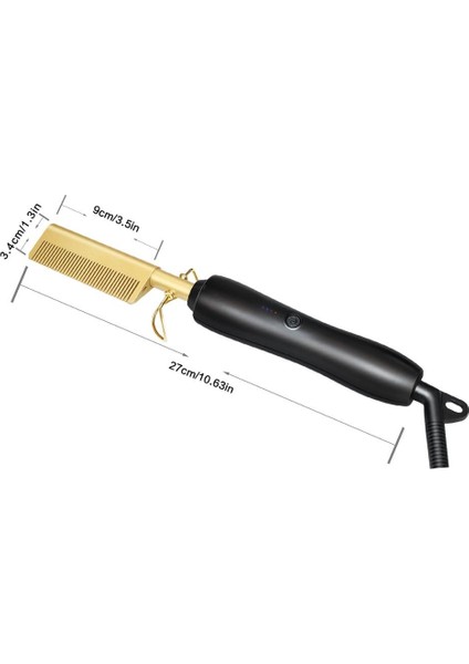 Saç Fırçası Düzleştirici Sıcak Tarak Kuru Ve Islak Profesyonel Seramik Saç Düz Fırça Styler Olukluk Curling Demir Saç Curl Tarak | Curling Irons (Altın) (Yurt Dışından)