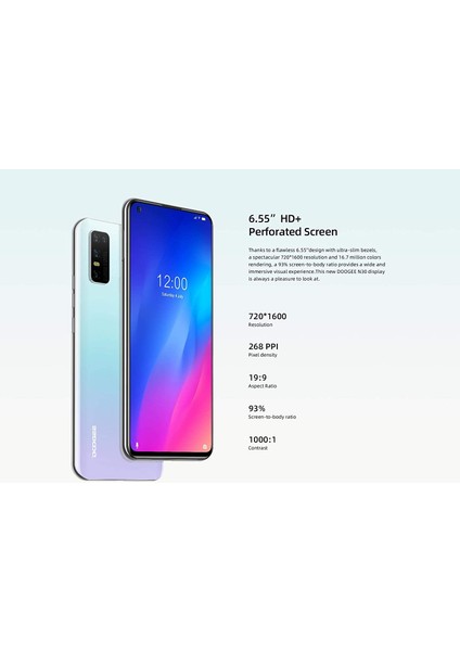 Sanlindou , Doogee N30 Akıllı Telefon Sım Telefonlar Unlocked, 6.55 "Hd + Dotdisplay, 4Gb + 128 Gb, 16Mp Aı Quad Kamera, 4500Mah, Android (Yurt Dışından) Mavi fırsatları