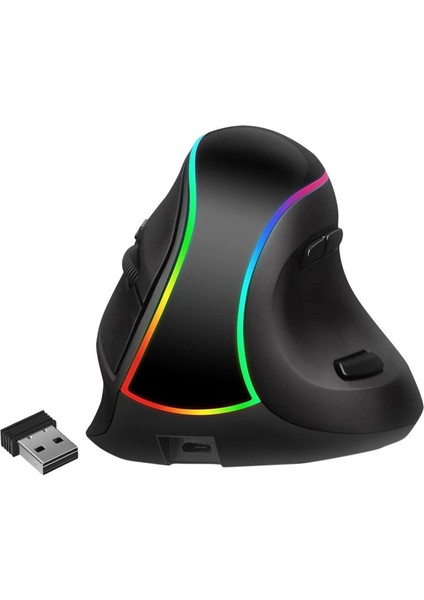 Dikey Kablosuz Fare, 2.4 Ghz Dpı 1200/1600/2400/3200 Ergonomik Kablosuz Şarj Edilebilir Fare Rgb Fare Dizüstü / Pc | Fareler (Yurt Dışından)