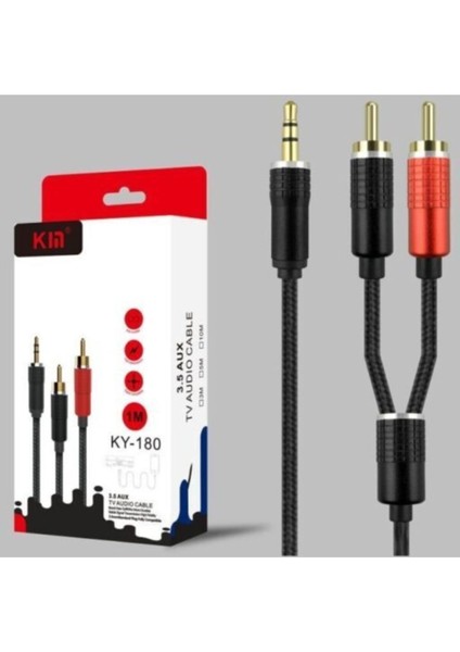 Kın KY-180 3.5 To 2rca Standart Ses Kablo 1m