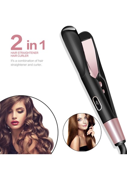 2 In 1 Saç Düzleştiricileri Ve Saç Bigudi S6606 Curl Düz Kıvrık Demir Düz Demir | Kıvrık Ütüleri (Siyah) (Yurt Dışından)