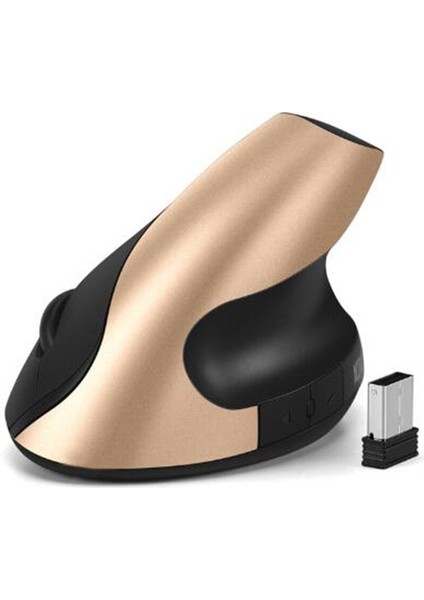 Şarj Edilebilir Ergonomi Fare 2.4G Kablosuz Dikey 6 Düğmeler 1600 Dpı Dizüstü Pc Altın Için Pil Mouse Ayarlayın (Yurt Dışından)