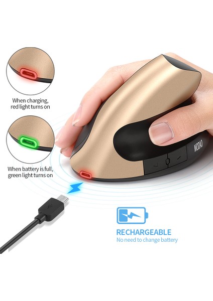 Şarj Edilebilir Ergonomi Fare 2.4G Kablosuz Dikey 6 Düğmeler 1600 Dpı Dizüstü Pc Altın Için Pil Mouse Ayarlayın (Yurt Dışından) fiyatları