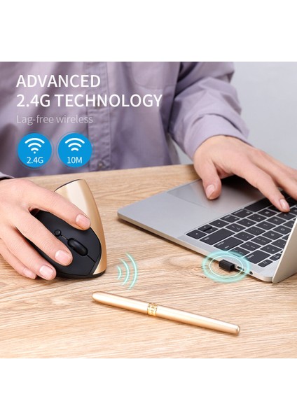 Şarj Edilebilir Ergonomi Fare 2.4G Kablosuz Dikey 6 Düğmeler 1600 Dpı Dizüstü Pc Altın Için Pil Mouse Ayarlayın (Yurt Dışından) fırsatları