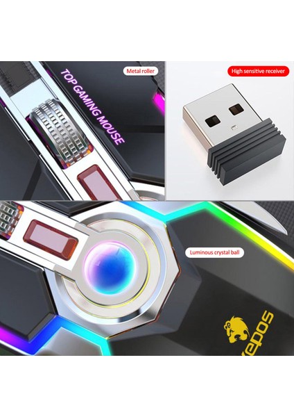G80 Kablosuz Oyun Fare Şarj Edilebilir Oyun Mouse Sessiz Ergonomik 7 Tuşlar Rgb Arkadan Aydınlatmalı 1600 Dpı Fare Bilgisayar Pro Gamer Için (Yurt Dışından) fırsatları