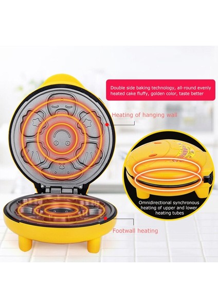 Mini Elektrikli Yapışmaz Waffle Makinesi - Sarı (Yurt Dışından)